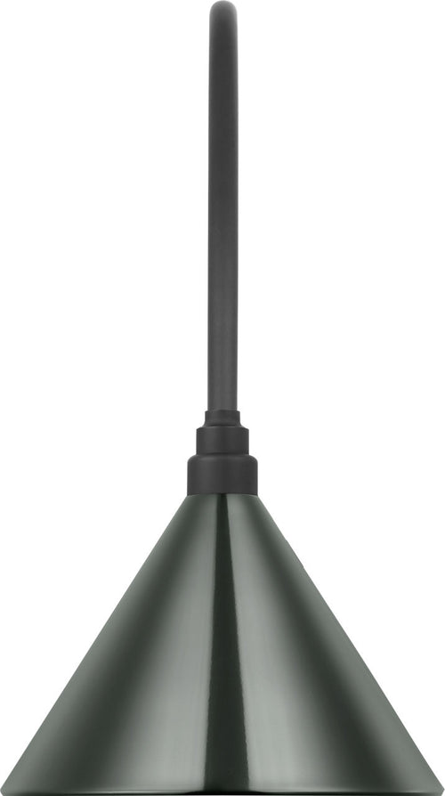Academy 19.5" Arched Mack Barn Light | Matte Black | 12.5 | 12.5" Green Conical Savannah Shade