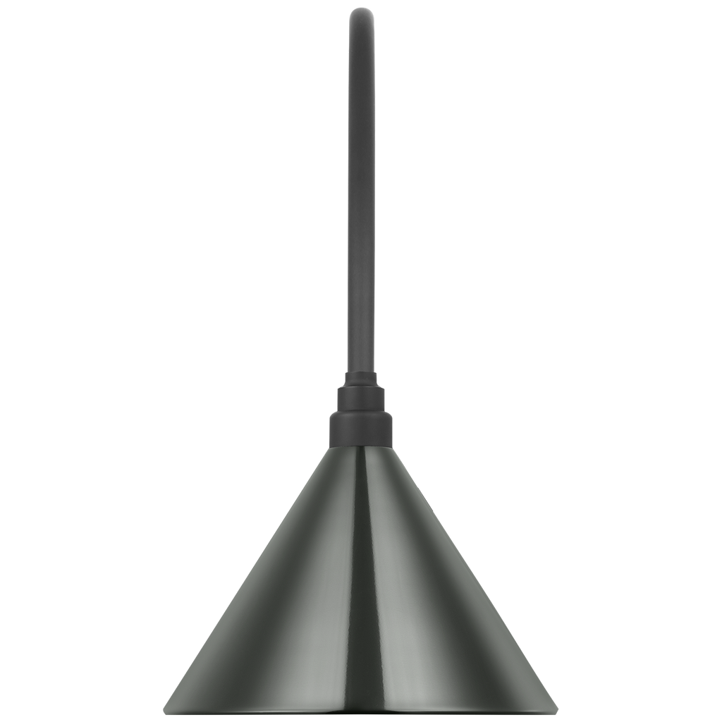 Academy 19.5" Arched Mack Barn Light | Matte Black | 12.5 | 12.5" Green Conical Savannah Shade