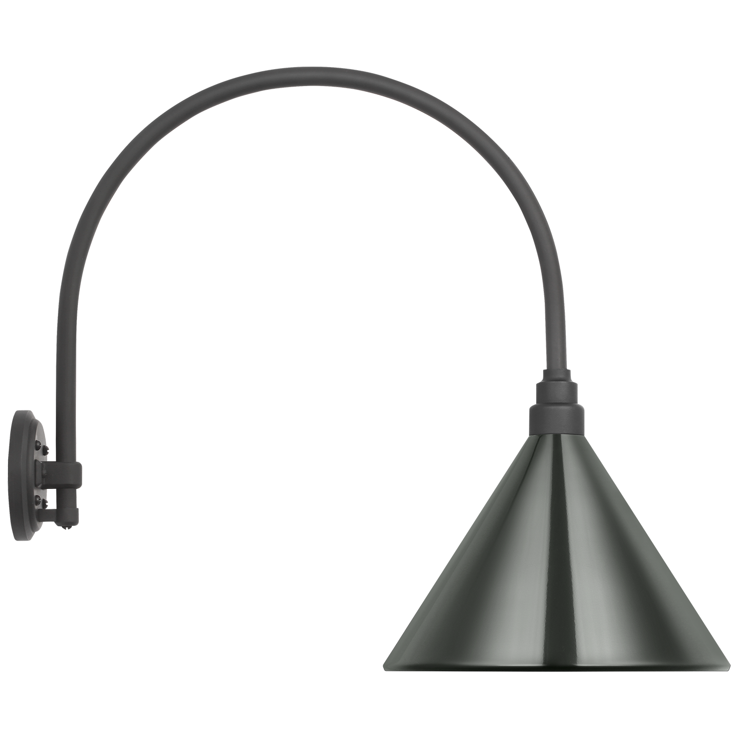 Academy 19.5" Arched Mack Barn Light | Matte Black | 12.5 | 12.5" Green Conical Savannah Shade
