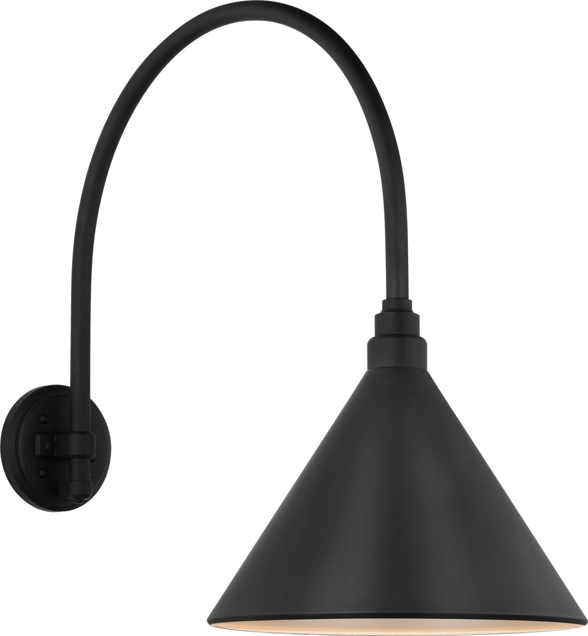 Academy 19.5" Arched Mack Barn Light | Matte Black | 12.5 | 12.5" Matte Black Conical Savannah Shade