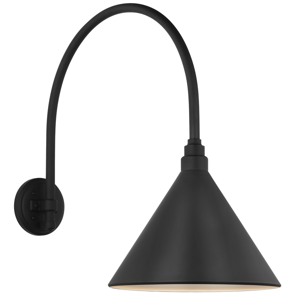 Academy 19.5" Arched Mack Barn Light | Matte Black | 12.5 | 12.5" Matte Black Conical Savannah Shade