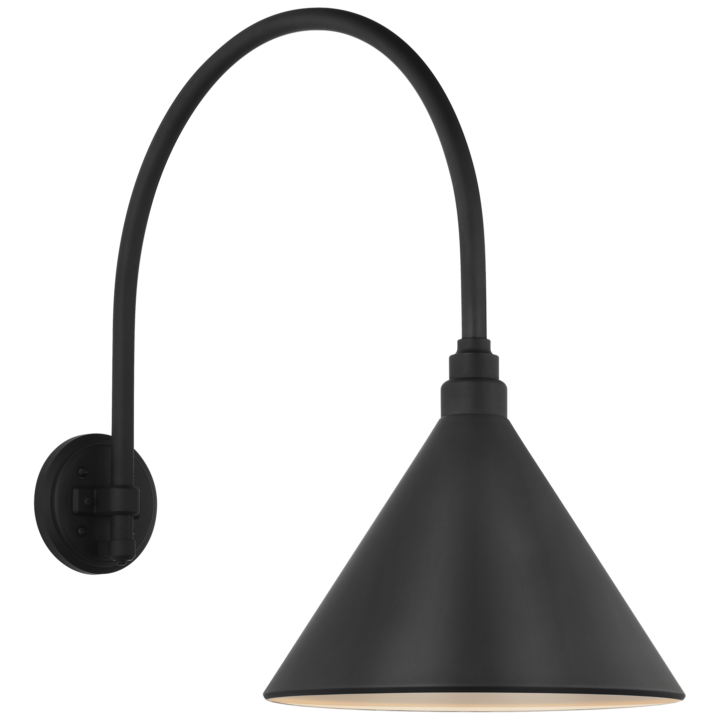 Academy 19.5" Arched Mack Barn Light | Matte Black | 12.5 | 12.5" Matte Black Conical Savannah Shade