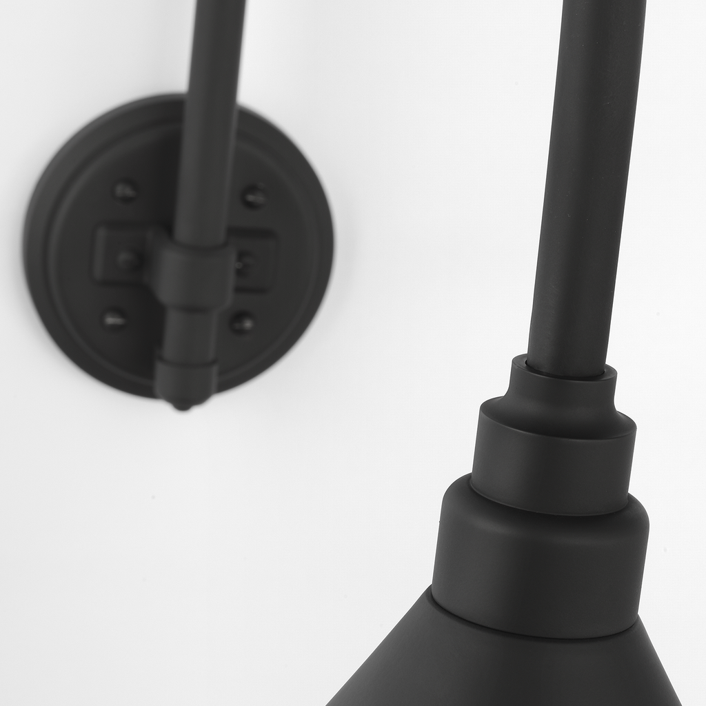 Academy 19.5" Arched Mack Barn Light | Matte Black | 12.5 | 12.5" Matte Black Conical Savannah Shade