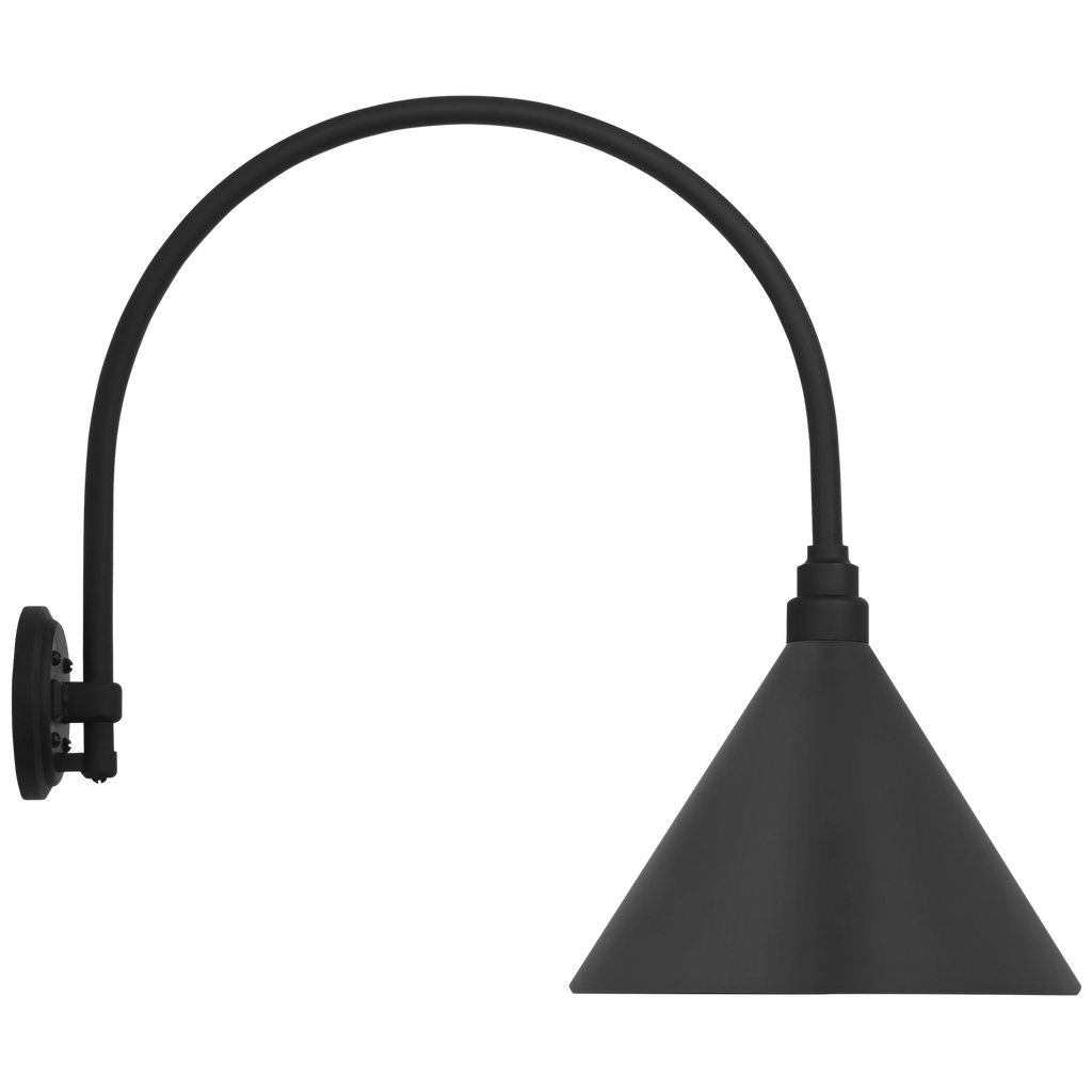 Academy 19.5" Arched Mack Barn Light | Matte Black | 12.5 | 12.5" Matte Black Conical Savannah Shade