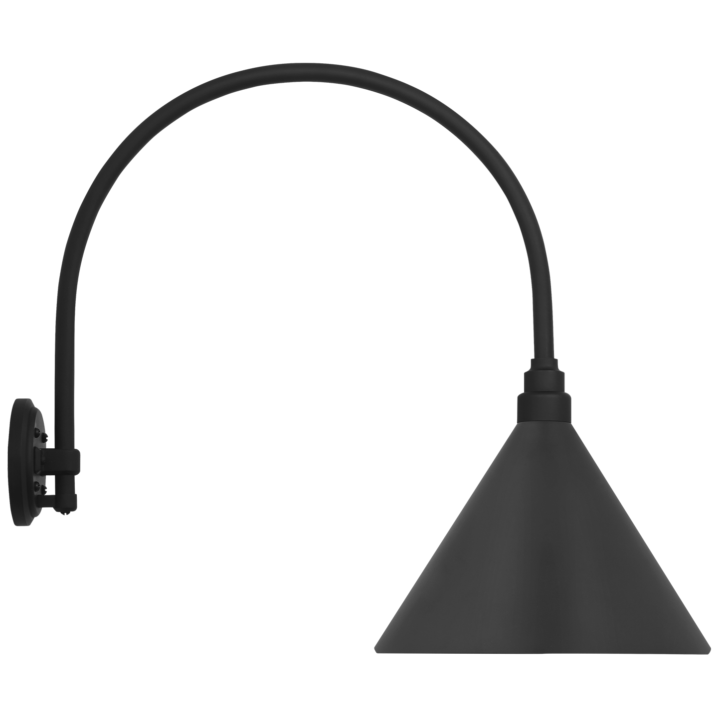 Academy 19.5" Arched Mack Barn Light | Matte Black | 12.5 | 12.5" Matte Black Conical Savannah Shade