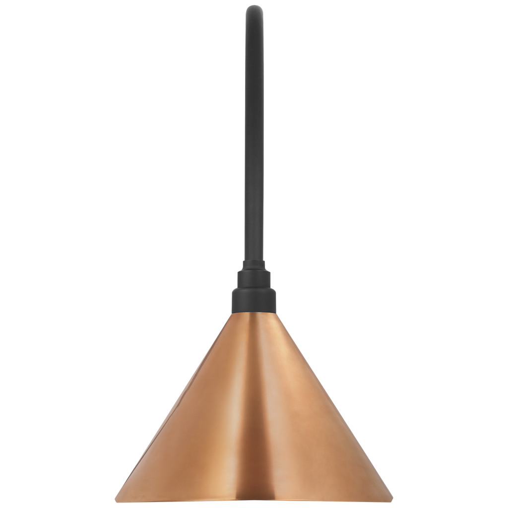 Academy 19.5" Arched Mack Barn Light | Matte Black | 12.5 | 12.5" Soft Copper Conical Savannah Shade
