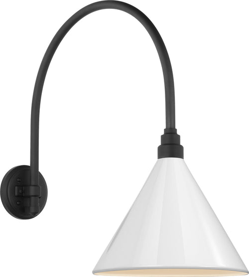 Academy 19.5" Arched Mack Barn Light | Matte Black | 12.5 | 12.5" White Conical Savannah Shade