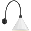 Academy 19.5" Arched Mack Barn Light | Matte Black | 12.5 | 12.5" White Conical Savannah Shade