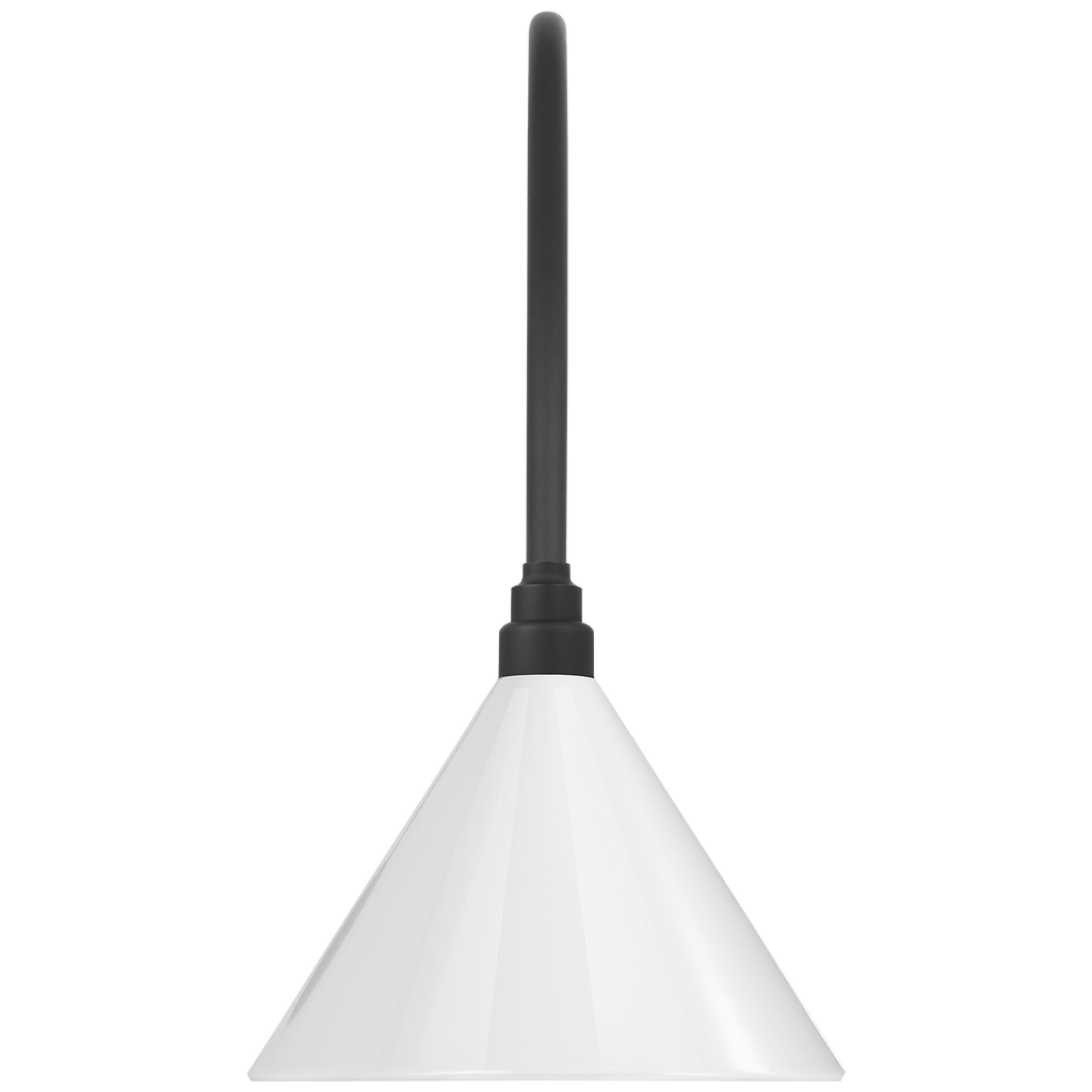 Academy 19.5" Arched Mack Barn Light | Matte Black | 12.5 | 12.5" White Conical Savannah Shade