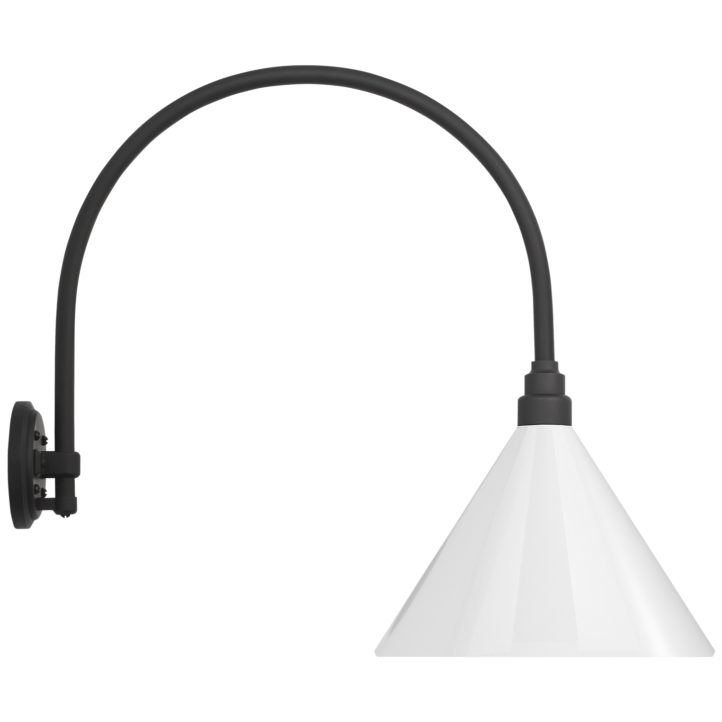 Academy 19.5" Arched Mack Barn Light | Matte Black | 12.5 | 12.5" White Conical Savannah Shade