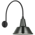 Academy 19.5" Arched Mack Barn Light | Matte Black | 12.5 | 12.5" Green Bowers Shade