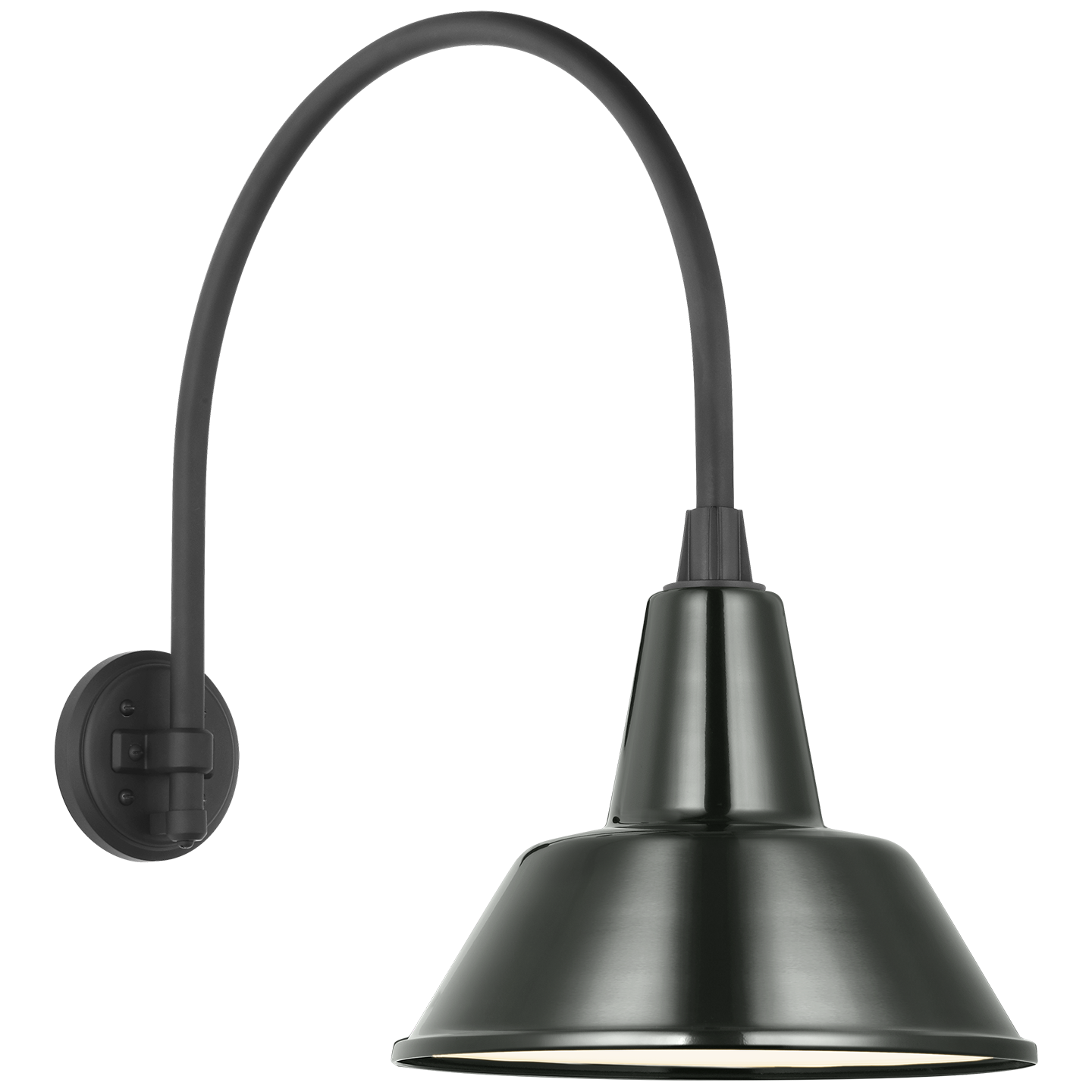 Academy 19.5" Arched Mack Barn Light | Matte Black | 12.5 | 12.5" Green Bowers Shade