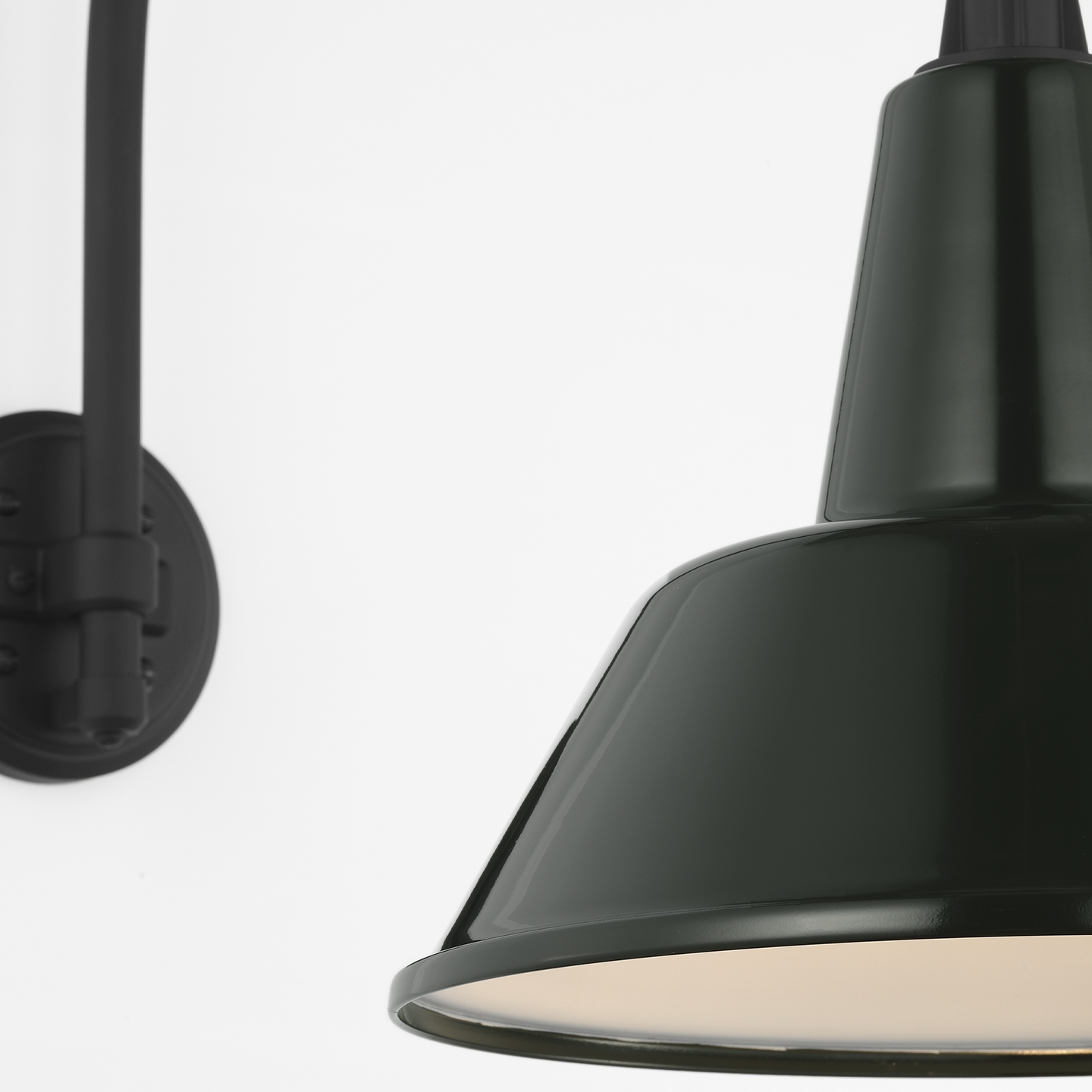 Academy 19.5" Arched Mack Barn Light | Matte Black | 12.5 | 12.5" Green Bowers Shade