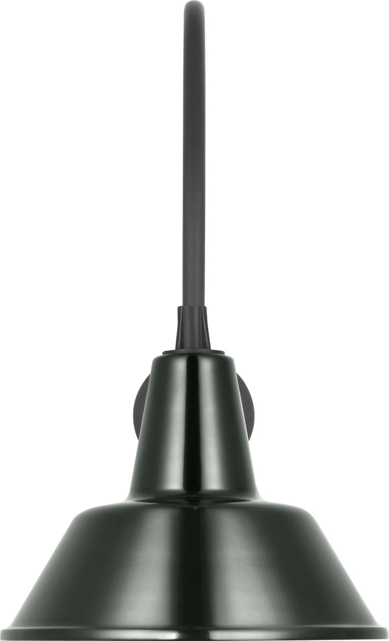 Academy 19.5" Arched Mack Barn Light | Matte Black | 12.5 | 12.5" Green Bowers Shade