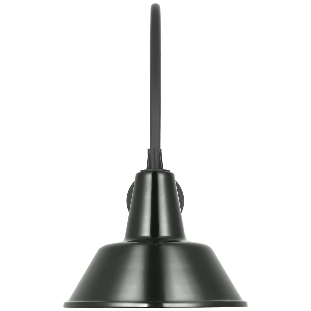 Academy 19.5" Arched Mack Barn Light | Matte Black | 12.5 | 12.5" Green Bowers Shade