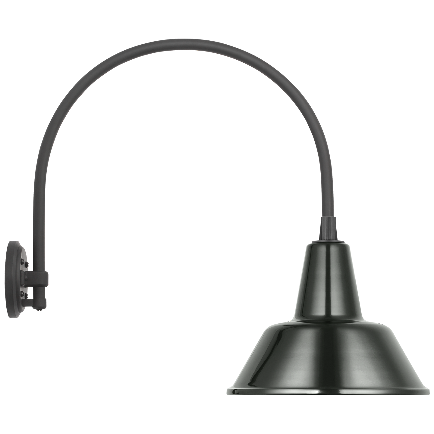 Academy 19.5" Arched Mack Barn Light | Matte Black | 12.5 | 12.5" Green Bowers Shade