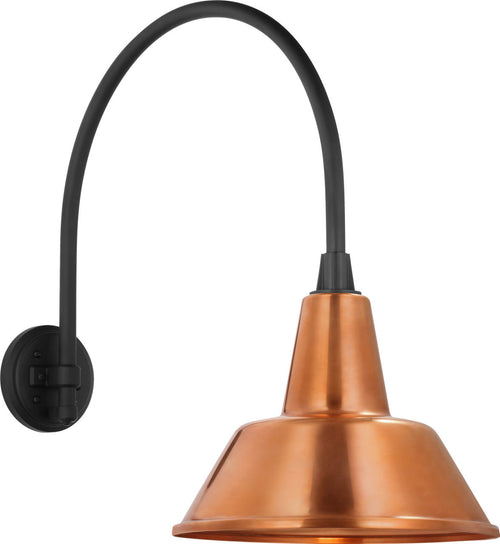 Academy 19.5" Arched Mack Barn Light | Matte Black | 12.5 | 12.5" Soft Copper Bowers Shade