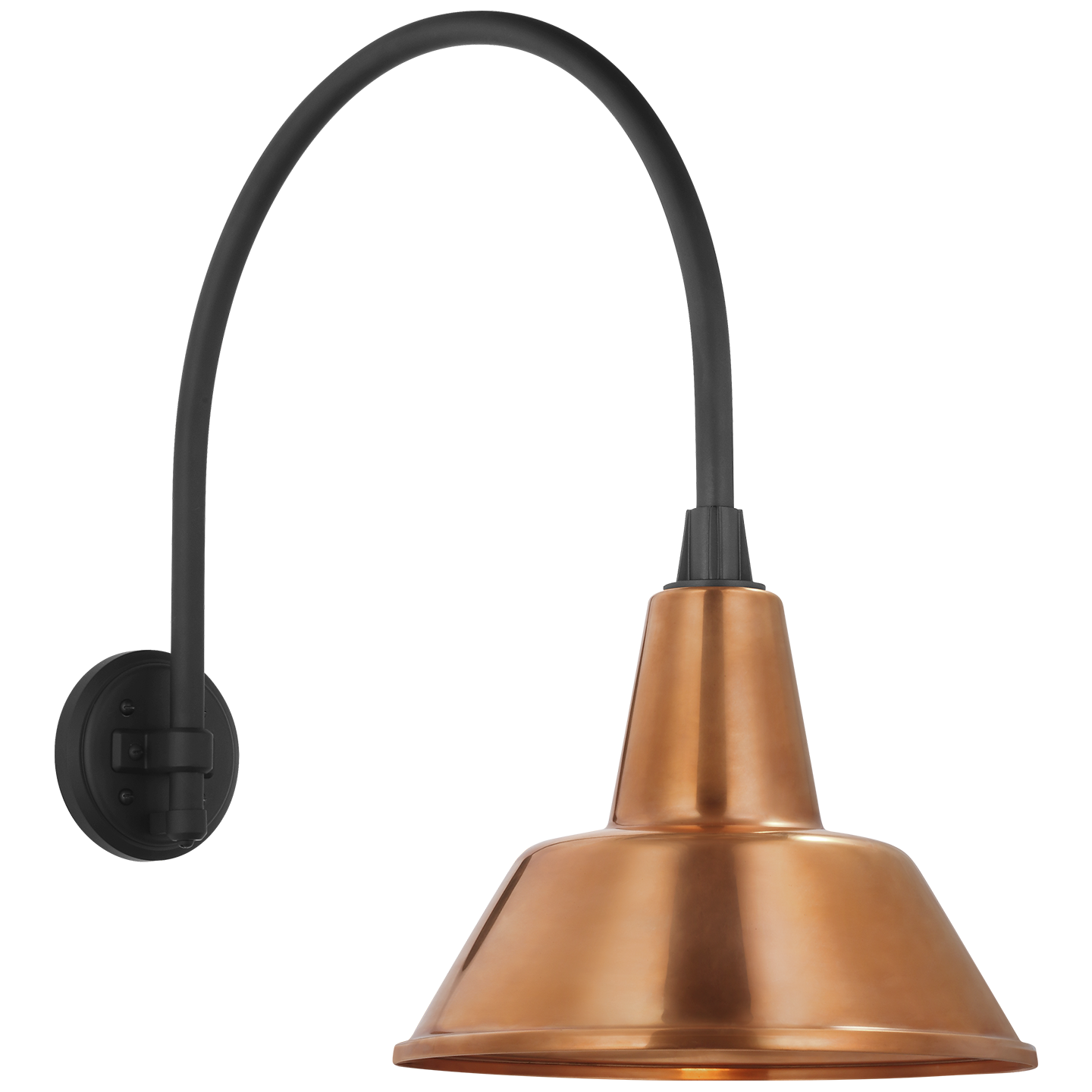 Academy 19.5" Arched Mack Barn Light | Matte Black | 12.5 | 12.5" Soft Copper Bowers Shade