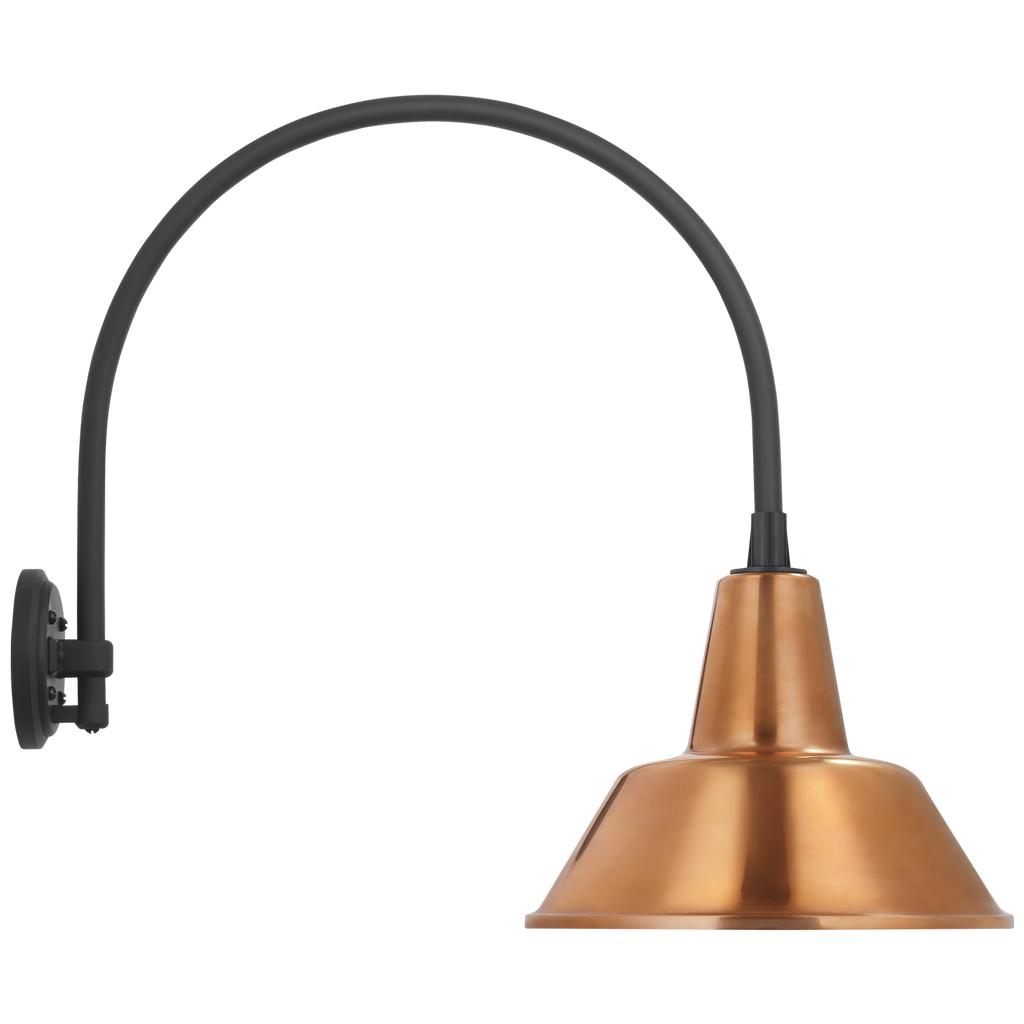 Academy 19.5" Arched Mack Barn Light | Matte Black | 12.5 | 12.5" Soft Copper Bowers Shade