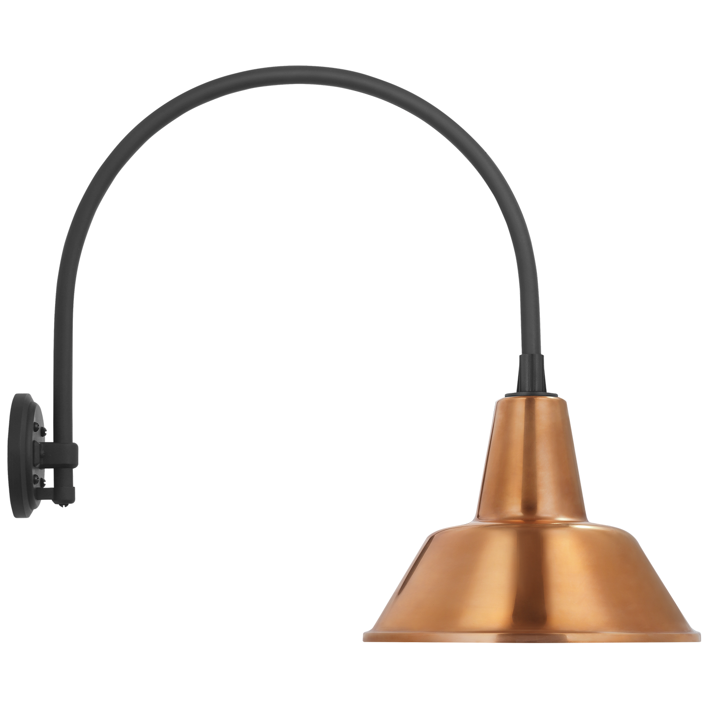 Academy 19.5" Arched Mack Barn Light | Matte Black | 12.5 | 12.5" Soft Copper Bowers Shade