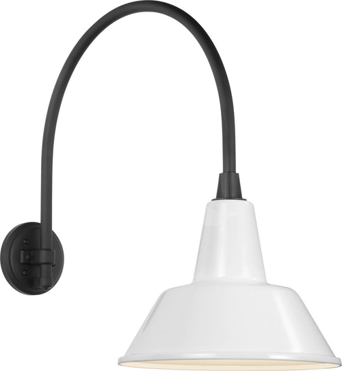 Academy 19.5" Arched Mack Barn Light | Matte Black | 12.5 | 12.5" White Bowers Shade