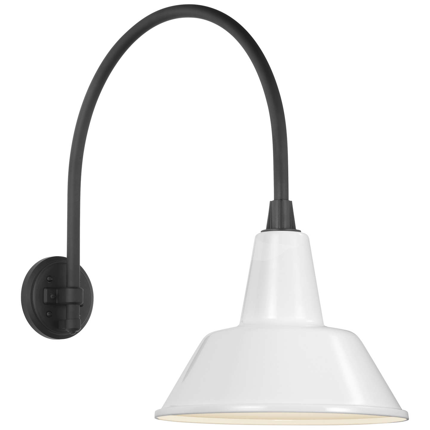 Academy 19.5" Arched Mack Barn Light | Matte Black | 12.5 | 12.5" White Bowers Shade