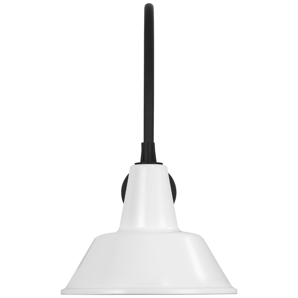Academy 19.5" Arched Mack Barn Light | Matte Black | 12.5 | 12.5" White Bowers Shade