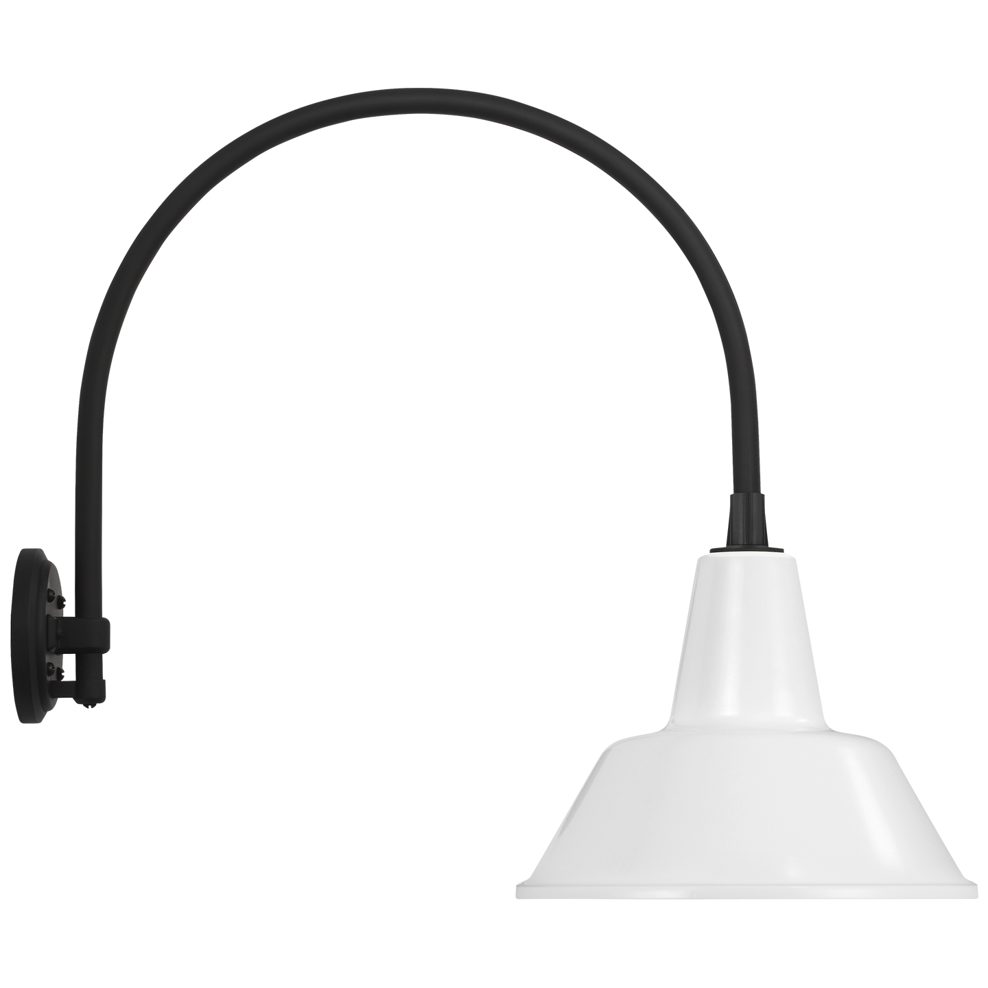 Academy 19.5" Arched Mack Barn Light | Matte Black | 12.5 | 12.5" White Bowers Shade