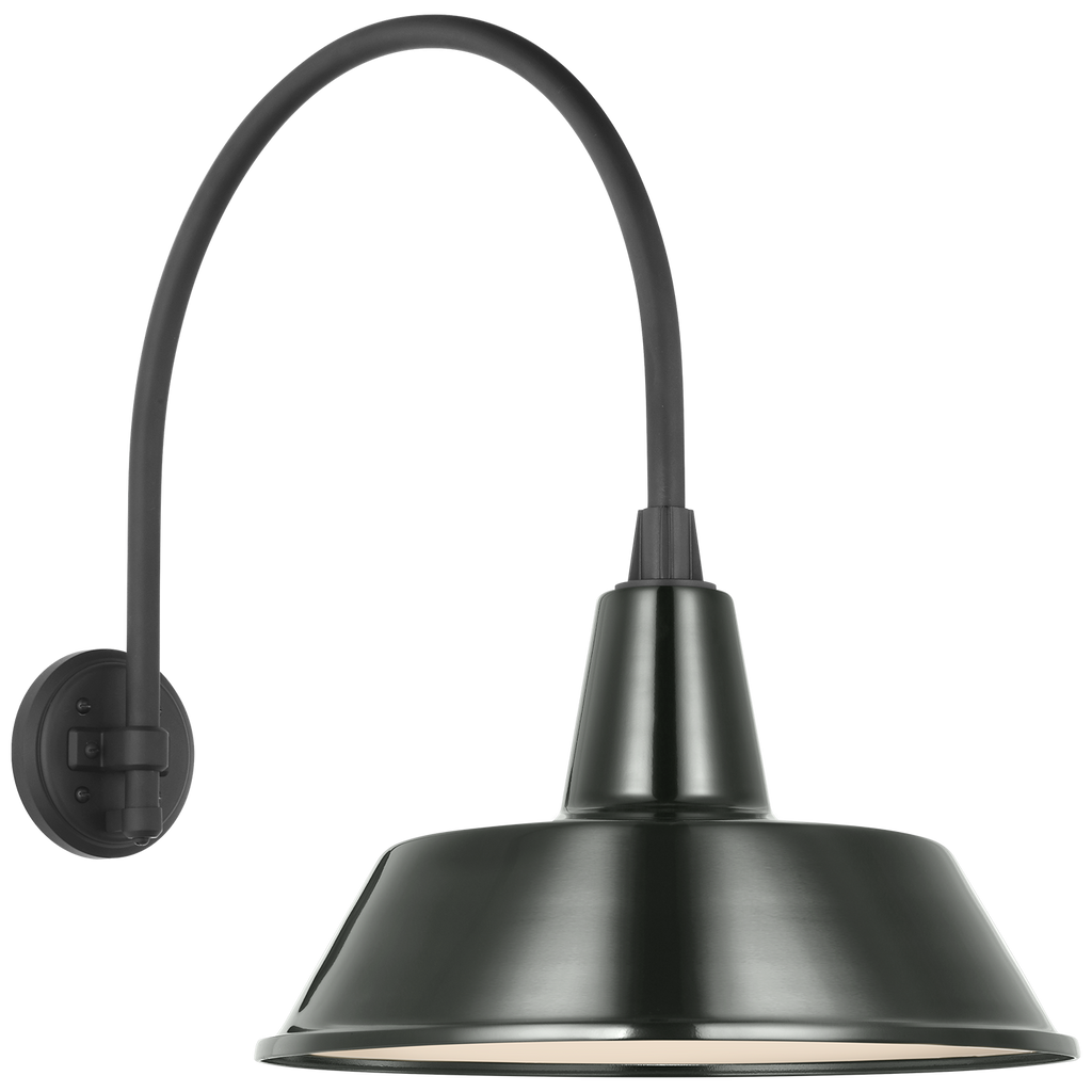 Academy 19.5" Arched Mack Barn Light | Matte Black | 16 | 16" Green Bowers Shade