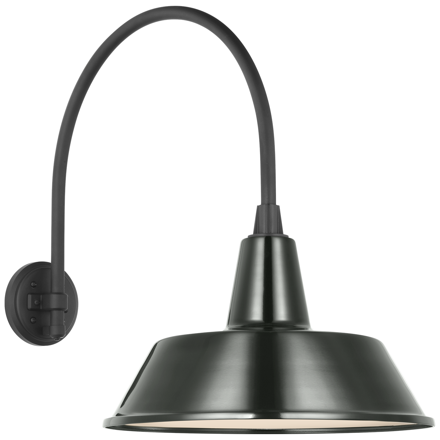 Academy 19.5" Arched Mack Barn Light | Matte Black | 16 | 16" Green Bowers Shade
