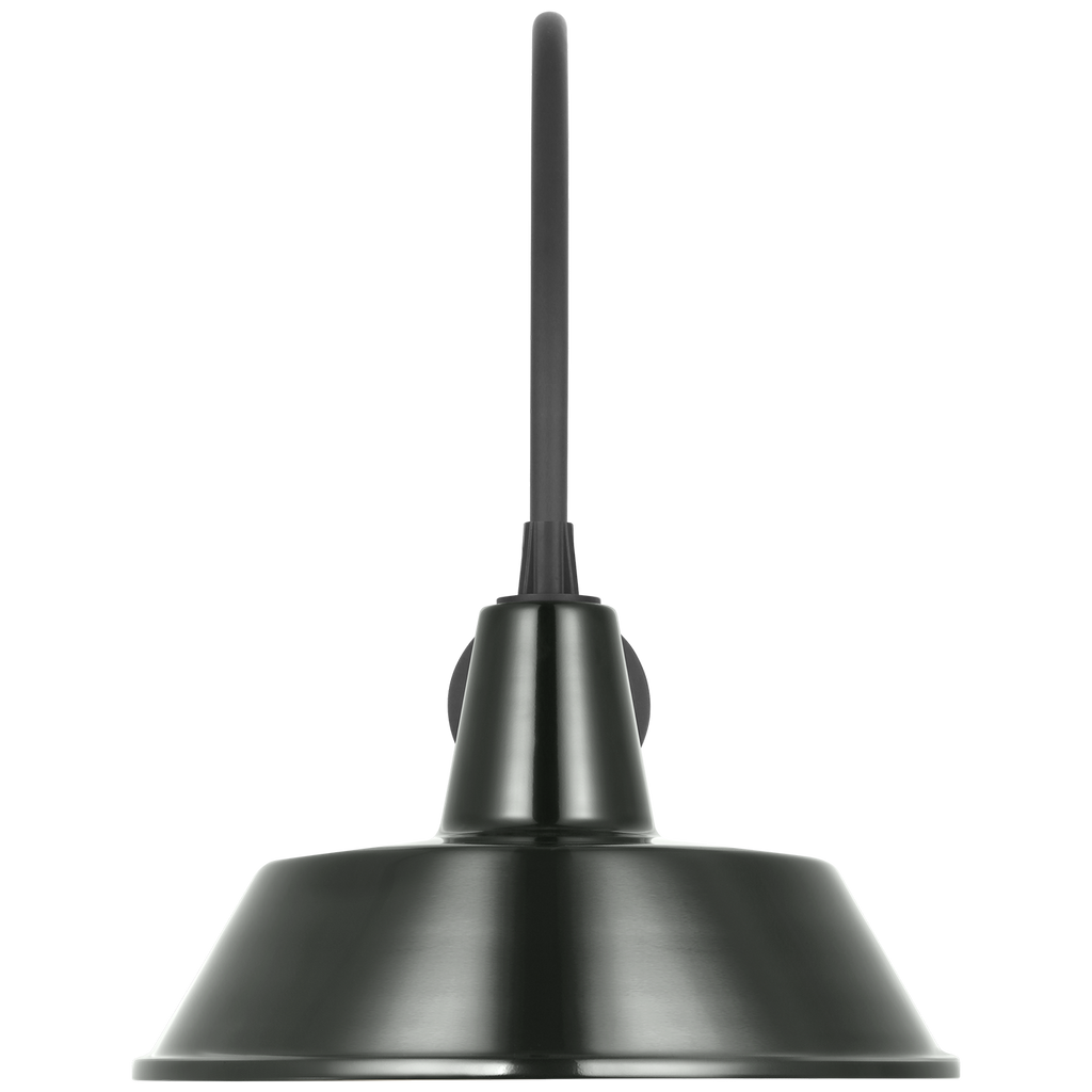Academy 19.5" Arched Mack Barn Light | Matte Black | 16 | 16" Green Bowers Shade