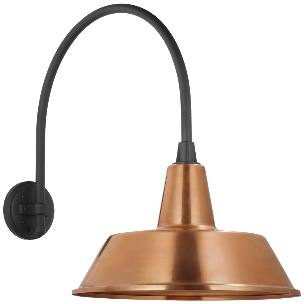 Academy 19.5" Arched Mack Barn Light | Matte Black | 16 | 16" Soft Copper Bowers Shade