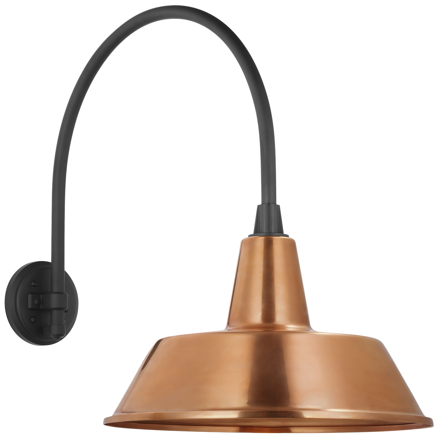 Academy 19.5" Arched Mack Barn Light | Matte Black | 16 | 16" Soft Copper Bowers Shade