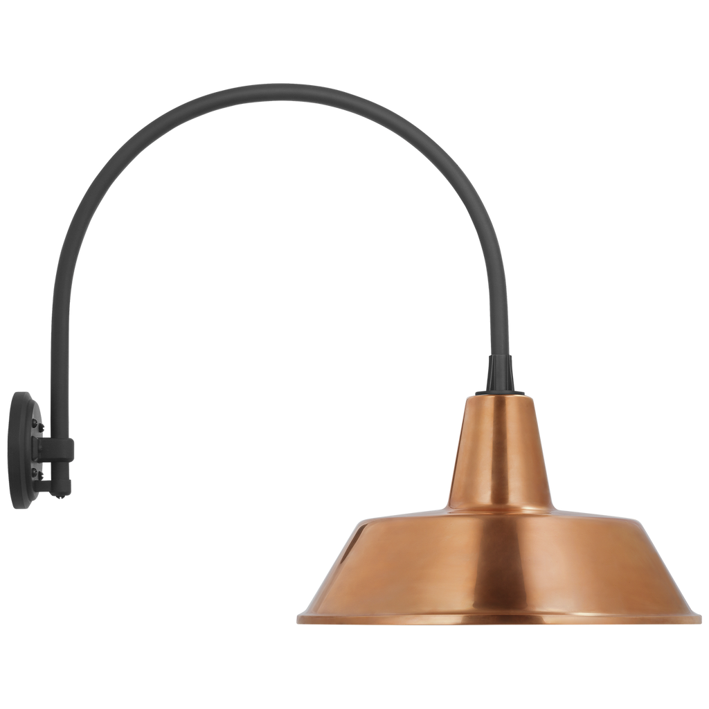 Academy 19.5" Arched Mack Barn Light | Matte Black | 16 | 16" Soft Copper Bowers Shade