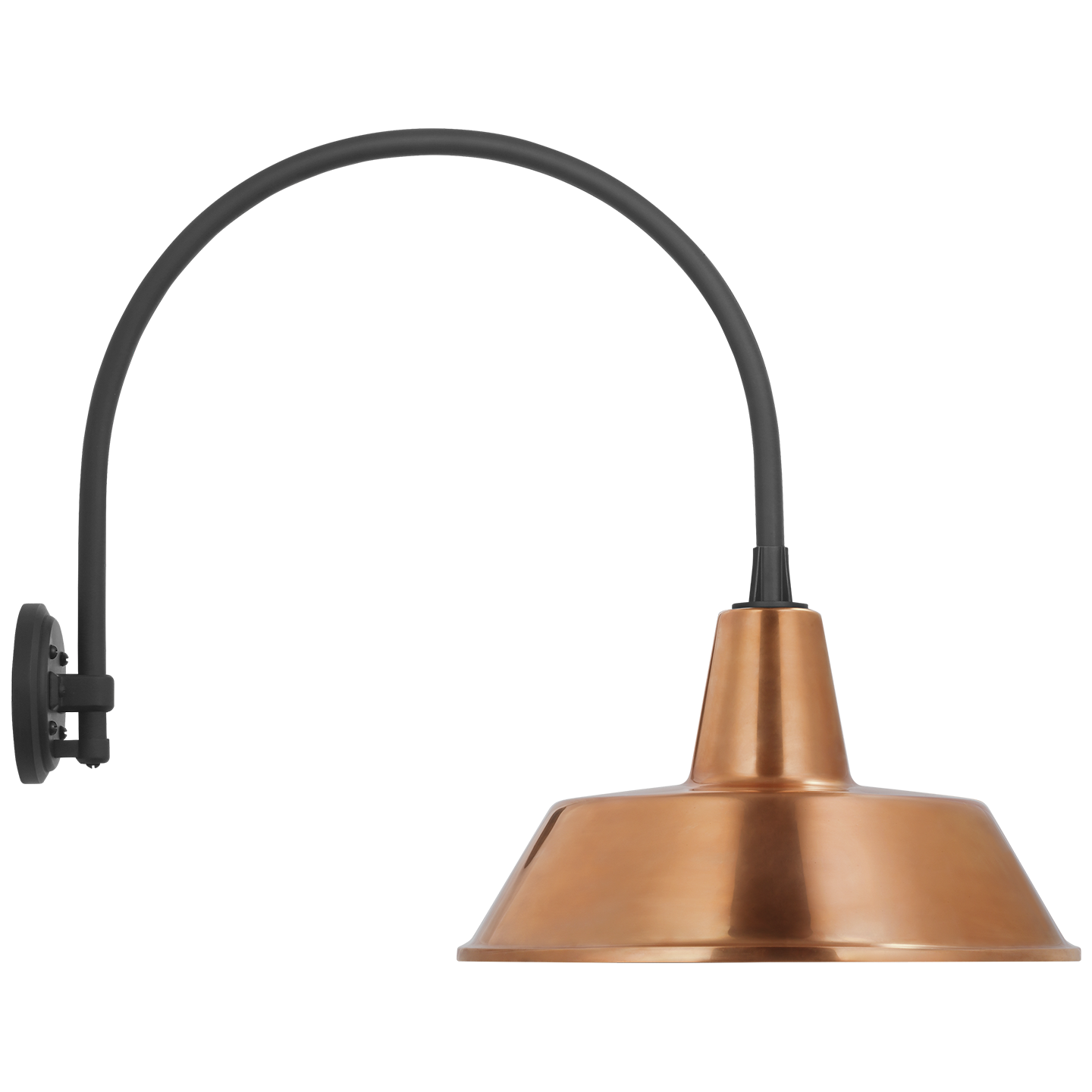 Academy 19.5" Arched Mack Barn Light | Matte Black | 16 | 16" Soft Copper Bowers Shade