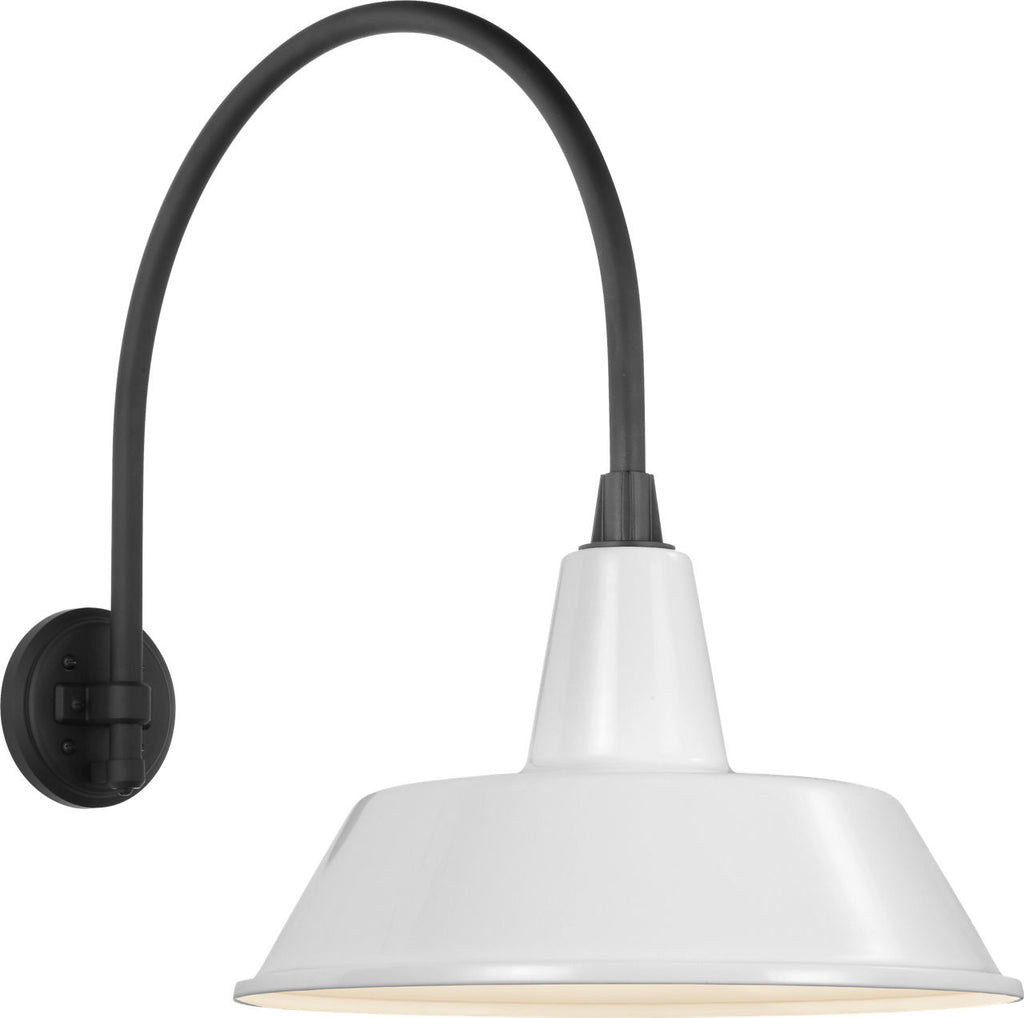 Academy 19.5" Arched Mack Barn Light | Matte Black | 16 | 16" White Bowers Shade