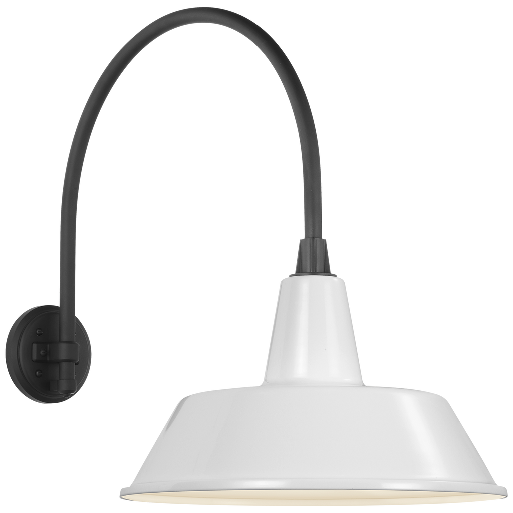 Academy 19.5" Arched Mack Barn Light | Matte Black | 16 | 16" White Bowers Shade