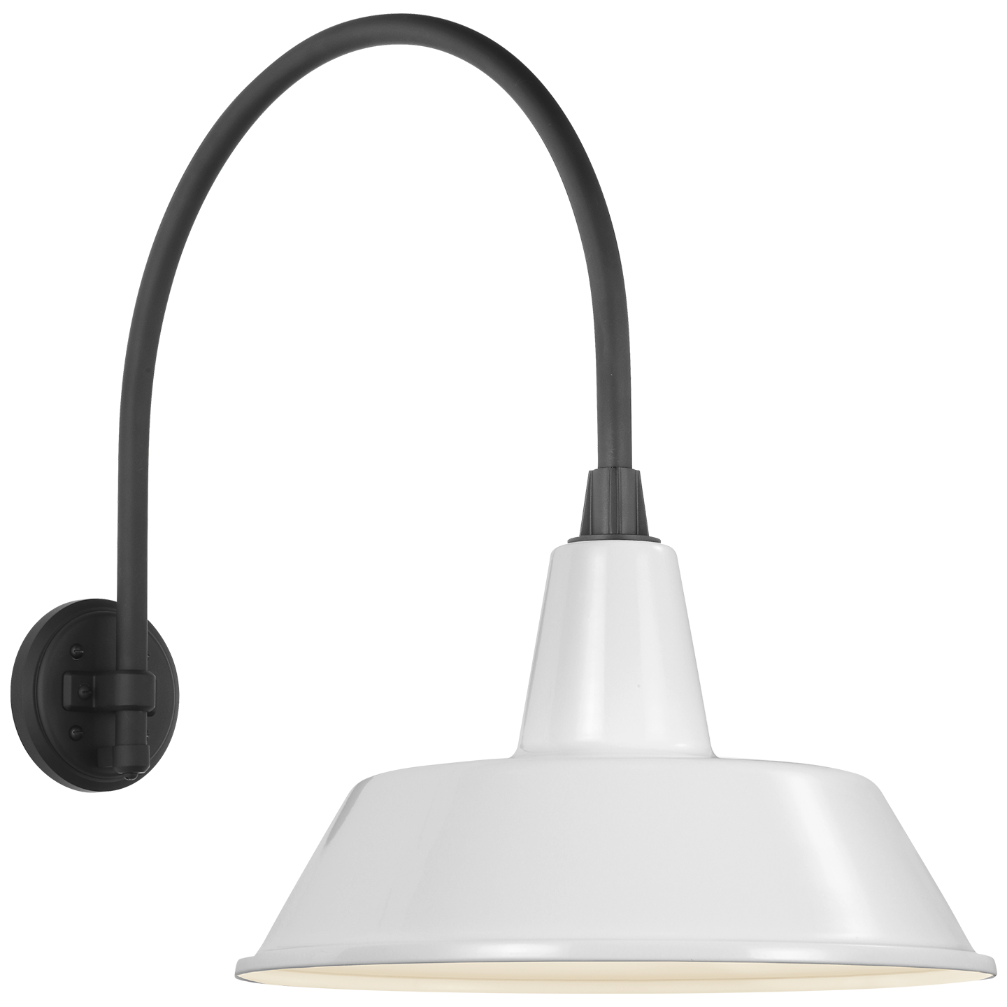 Academy 19.5" Arched Mack Barn Light | Matte Black | 16 | 16" White Bowers Shade