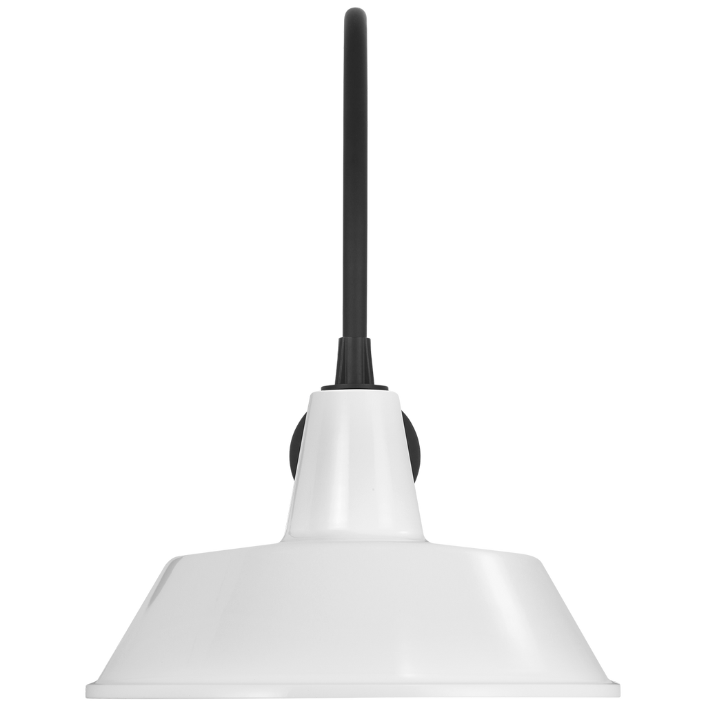 Academy 19.5" Arched Mack Barn Light | Matte Black | 16 | 16" White Bowers Shade