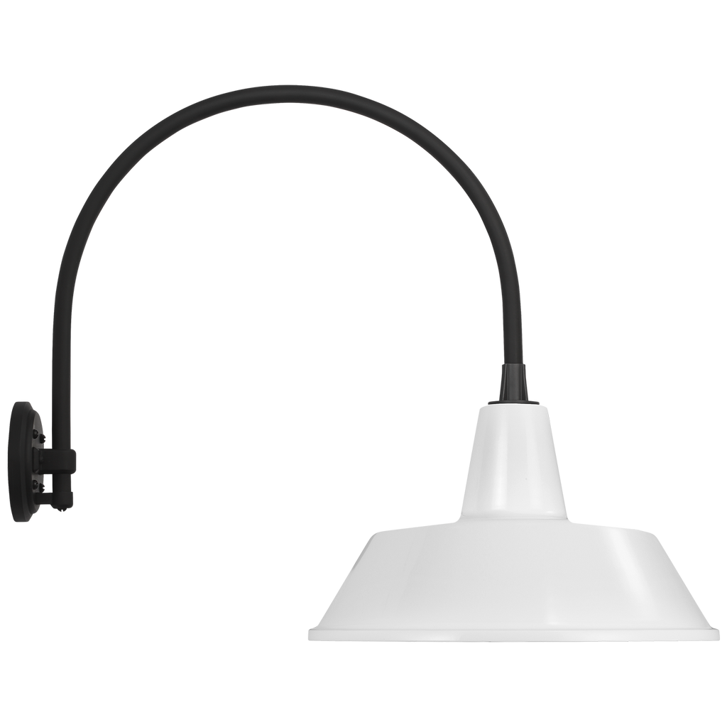 Academy 19.5" Arched Mack Barn Light | Matte Black | 16 | 16" White Bowers Shade