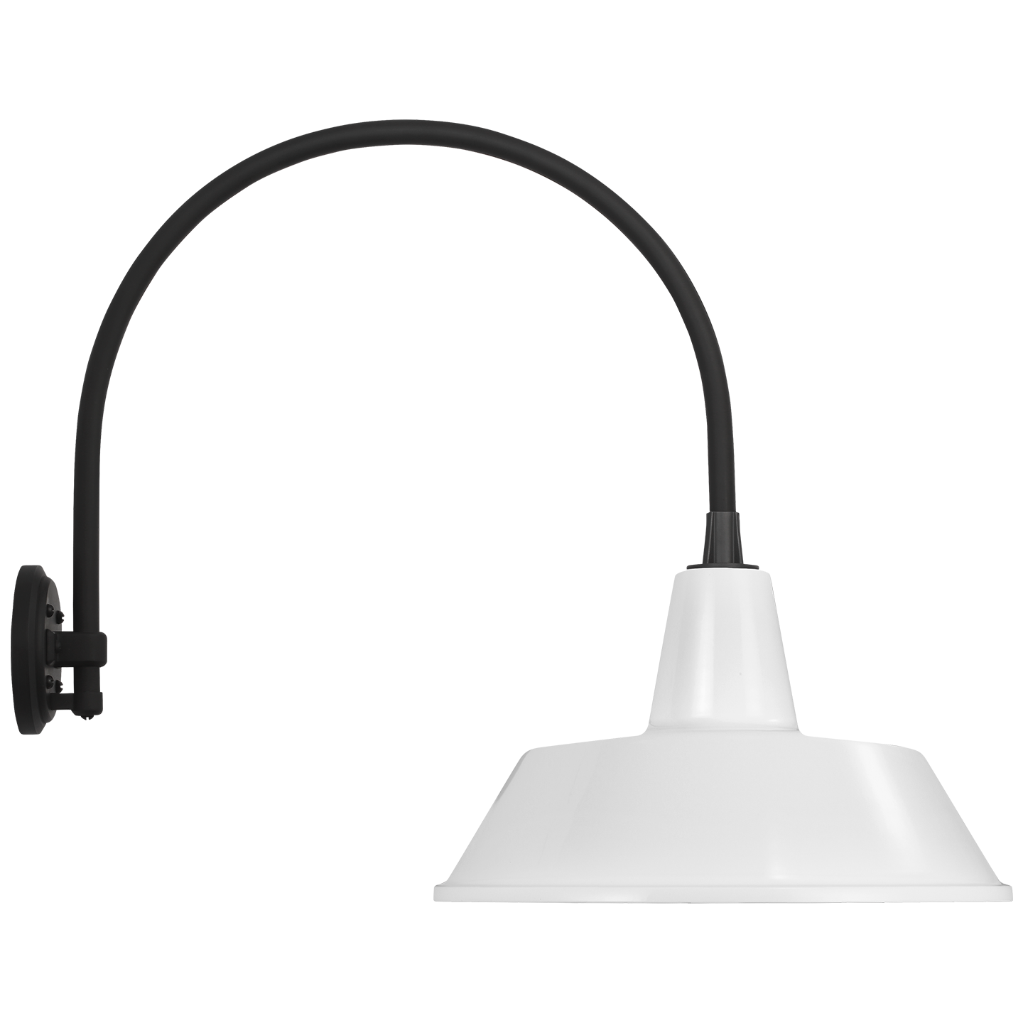 Academy 19.5" Arched Mack Barn Light | Matte Black | 16 | 16" White Bowers Shade