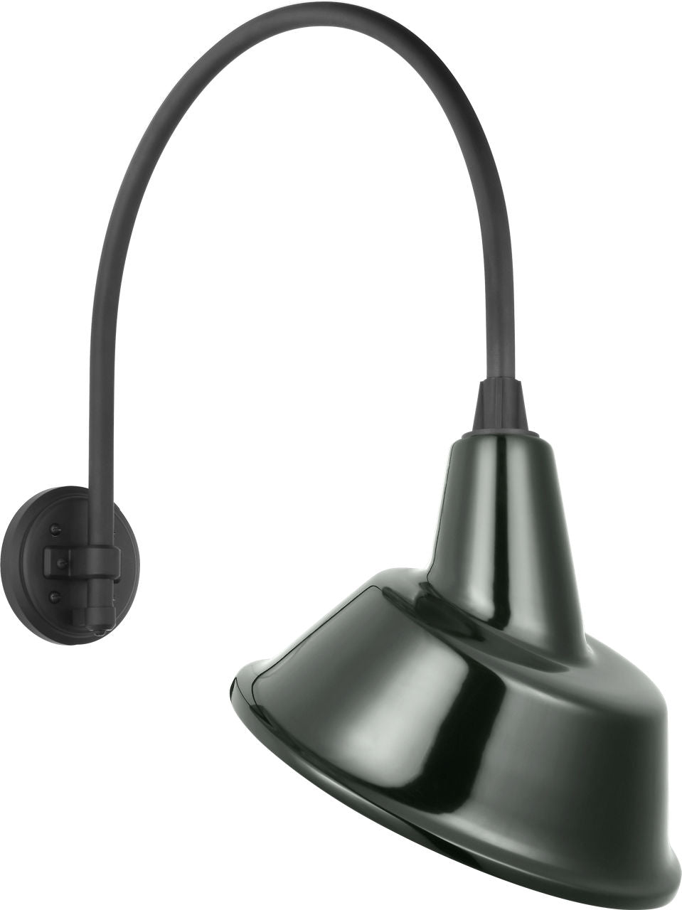 Academy 19.5" Arched Mack Barn Light | Matte Black | 12.5 | 12.5" Green Tilted Bowers Shade