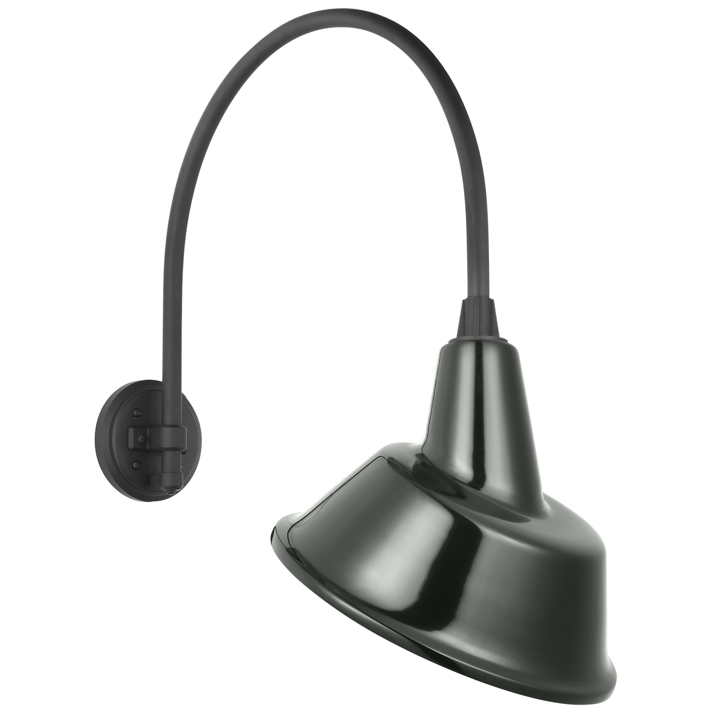 Academy 19.5" Arched Mack Barn Light | Matte Black | 12.5 | 12.5" Green Tilted Bowers Shade