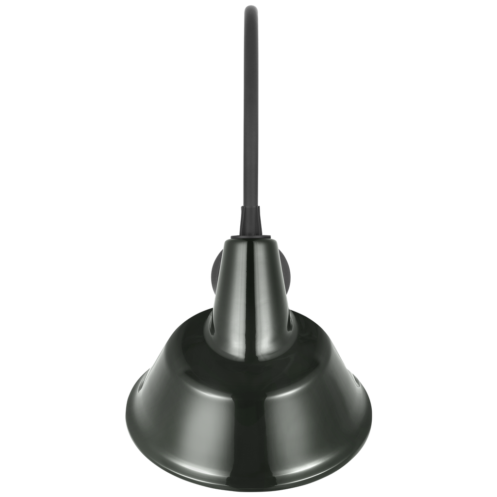 Academy 19.5" Arched Mack Barn Light | Matte Black | 12.5 | 12.5" Green Tilted Bowers Shade