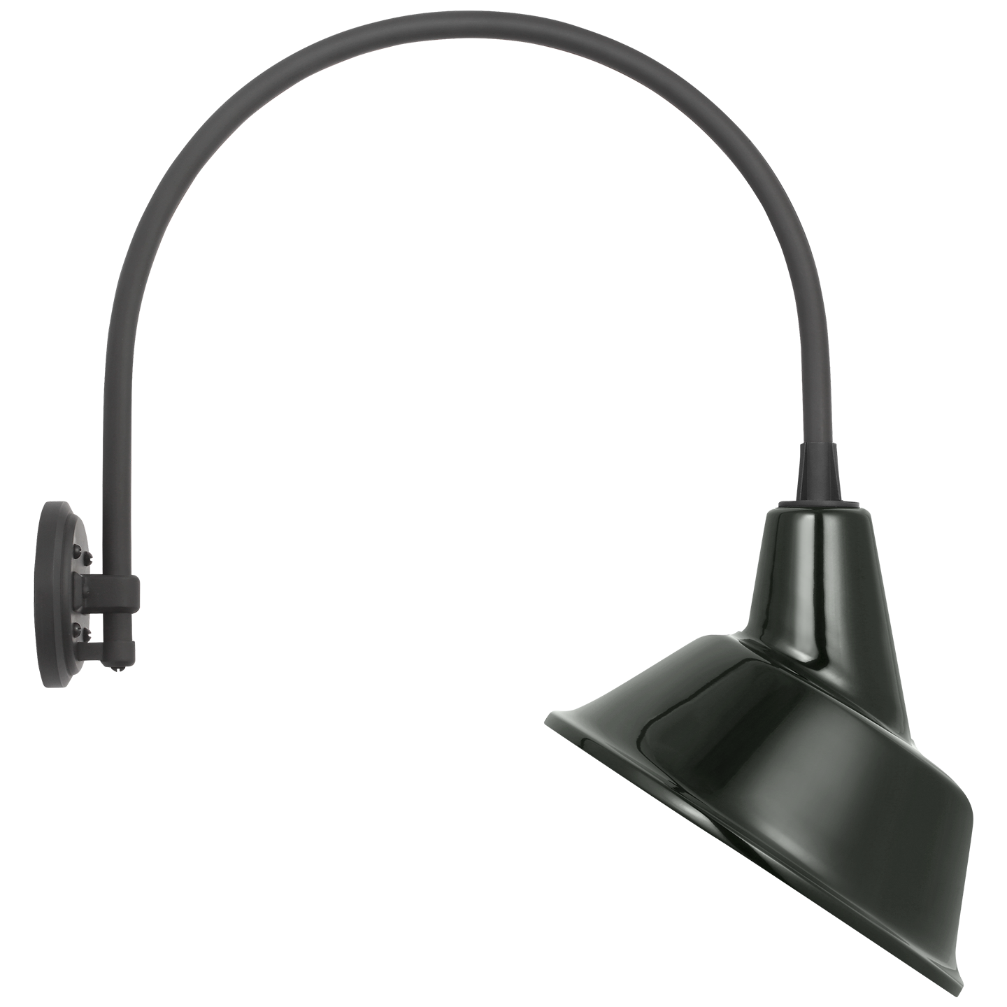 Academy 19.5" Arched Mack Barn Light | Matte Black | 12.5 | 12.5" Green Tilted Bowers Shade