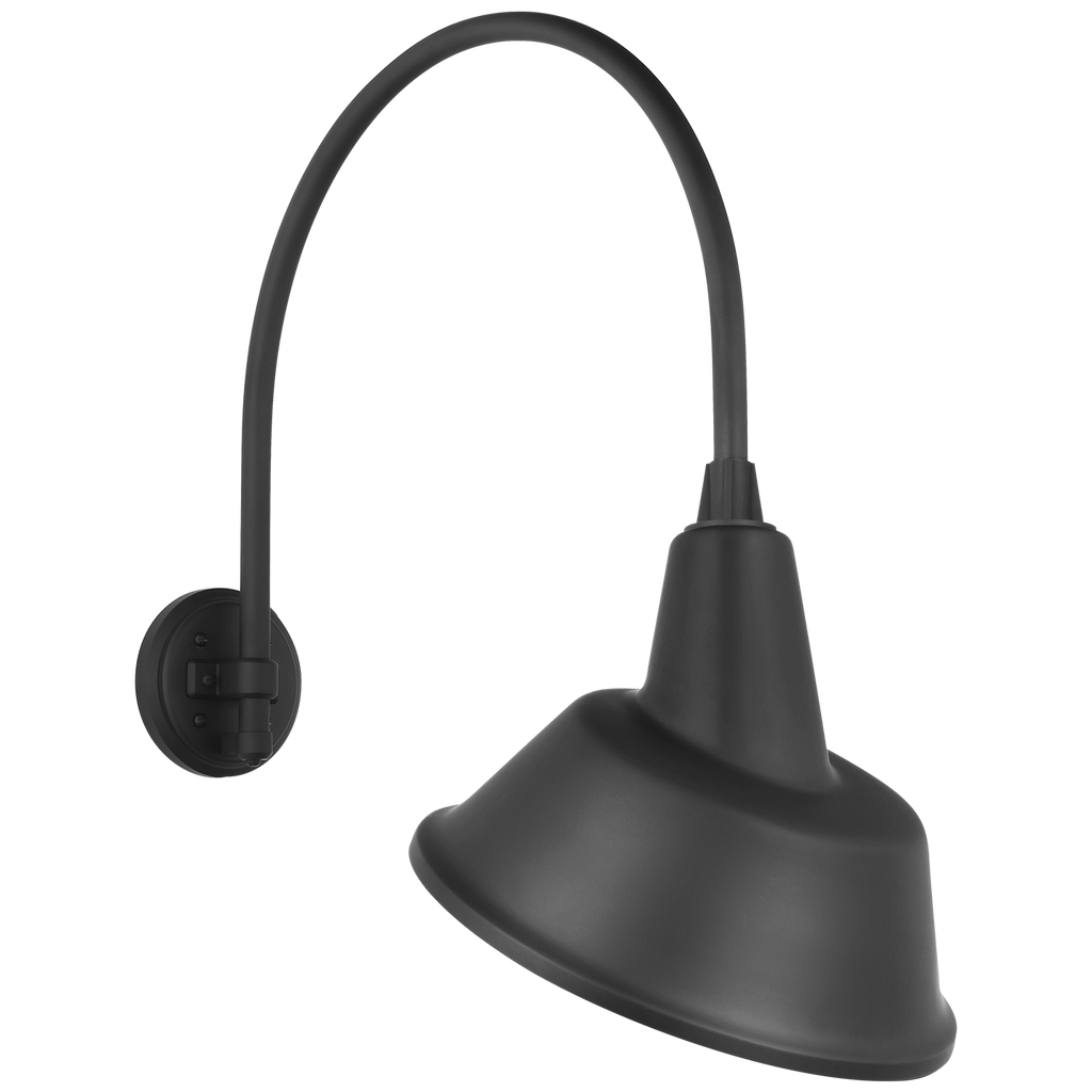 Academy 19.5" Arched Mack Barn Light | Matte Black | 12.5 | 12.5" Matte Black Tilted Bowers Shade