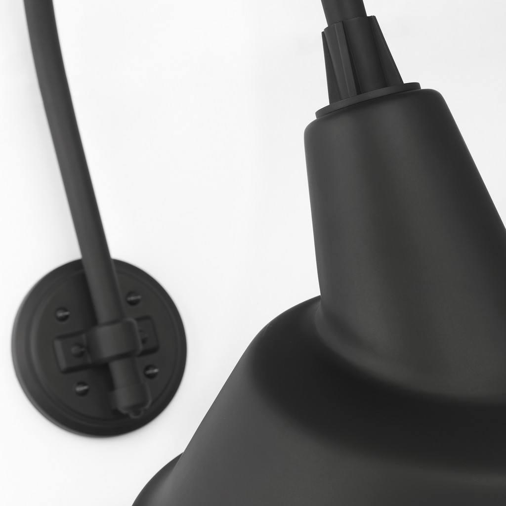 Academy 19.5" Arched Mack Barn Light | Matte Black | 12.5 | 12.5" Matte Black Tilted Bowers Shade