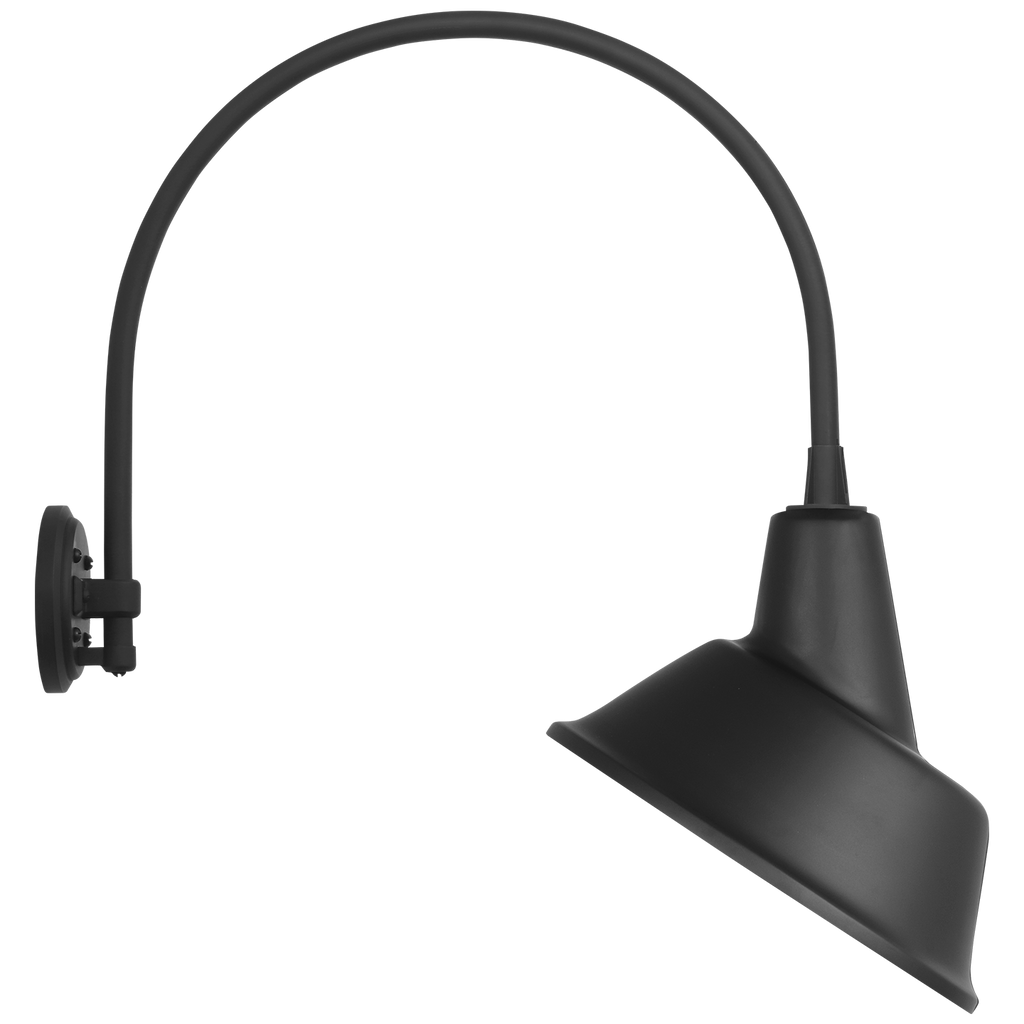Academy 19.5" Arched Mack Barn Light | Matte Black | 12.5 | 12.5" Matte Black Tilted Bowers Shade