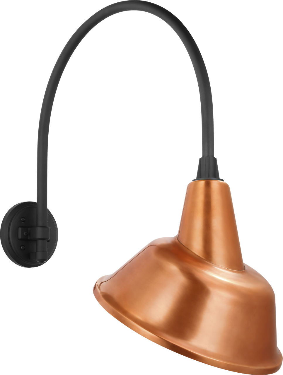 Academy 19.5" Arched Mack Barn Light | Matte Black | 12.5 | 12.5" Soft Copper Tilted Bowers Shade
