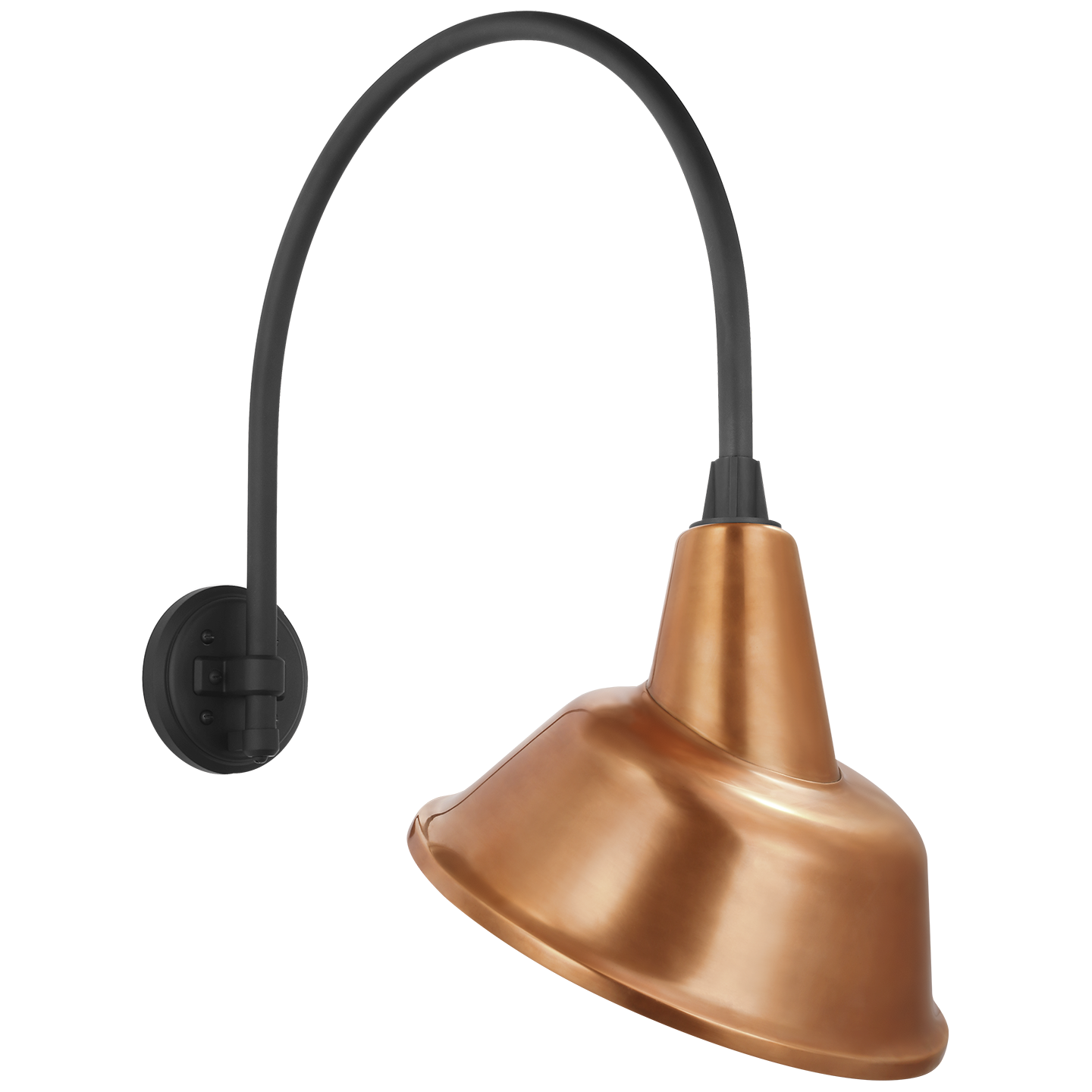Academy 19.5" Arched Mack Barn Light | Matte Black | 12.5 | 12.5" Soft Copper Tilted Bowers Shade